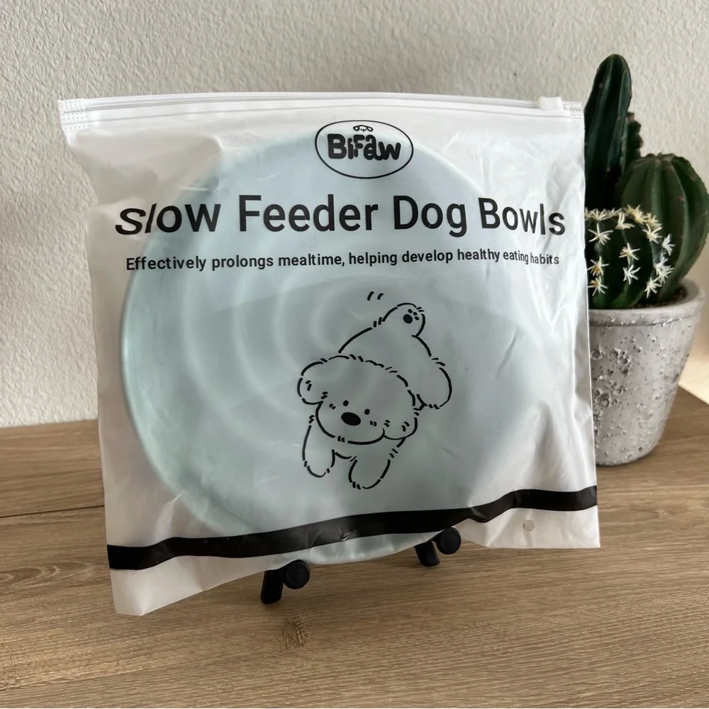 Bifeaw Silicone Slow Feeder Dog Bowl Non Slip Suction Green 7.5”